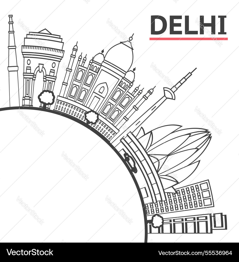 Outline delhi india Stadt Skyline mit historischen Outline delhi india Stadt Skyline mit historischen vektorbild