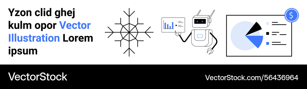 Robot analyzing data and presenting graphs Vector Image