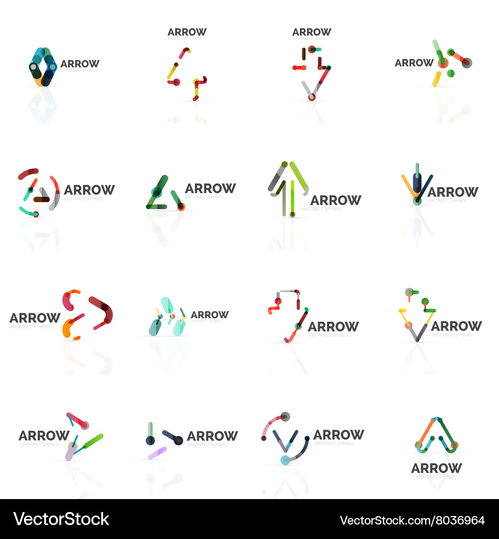 Set of linear arrow abstract logos connected Vector Image