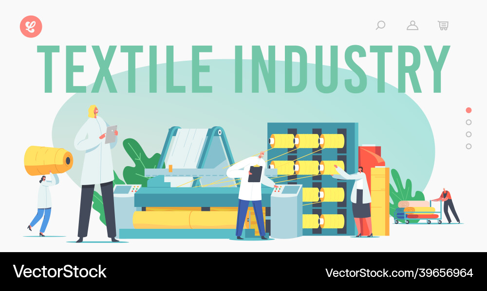 Textile industry landing page template characters vector image