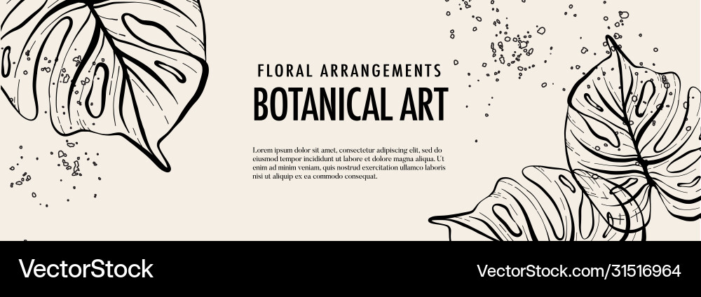 Tropical Monstera Leaves & Splashes Vector Image