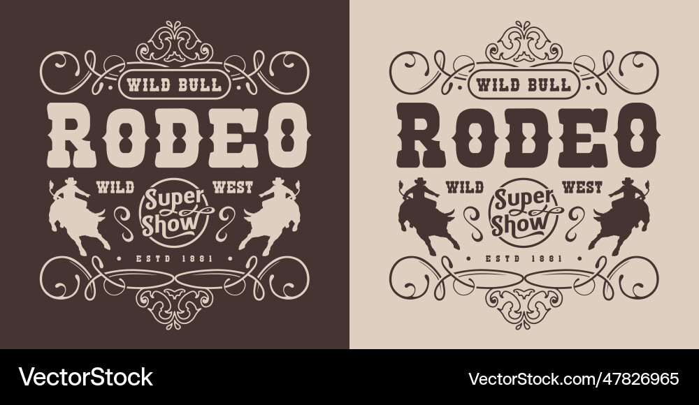 Bull rodeo vintage poster monochrome Bull rodeo vintage poster monochrome vector image