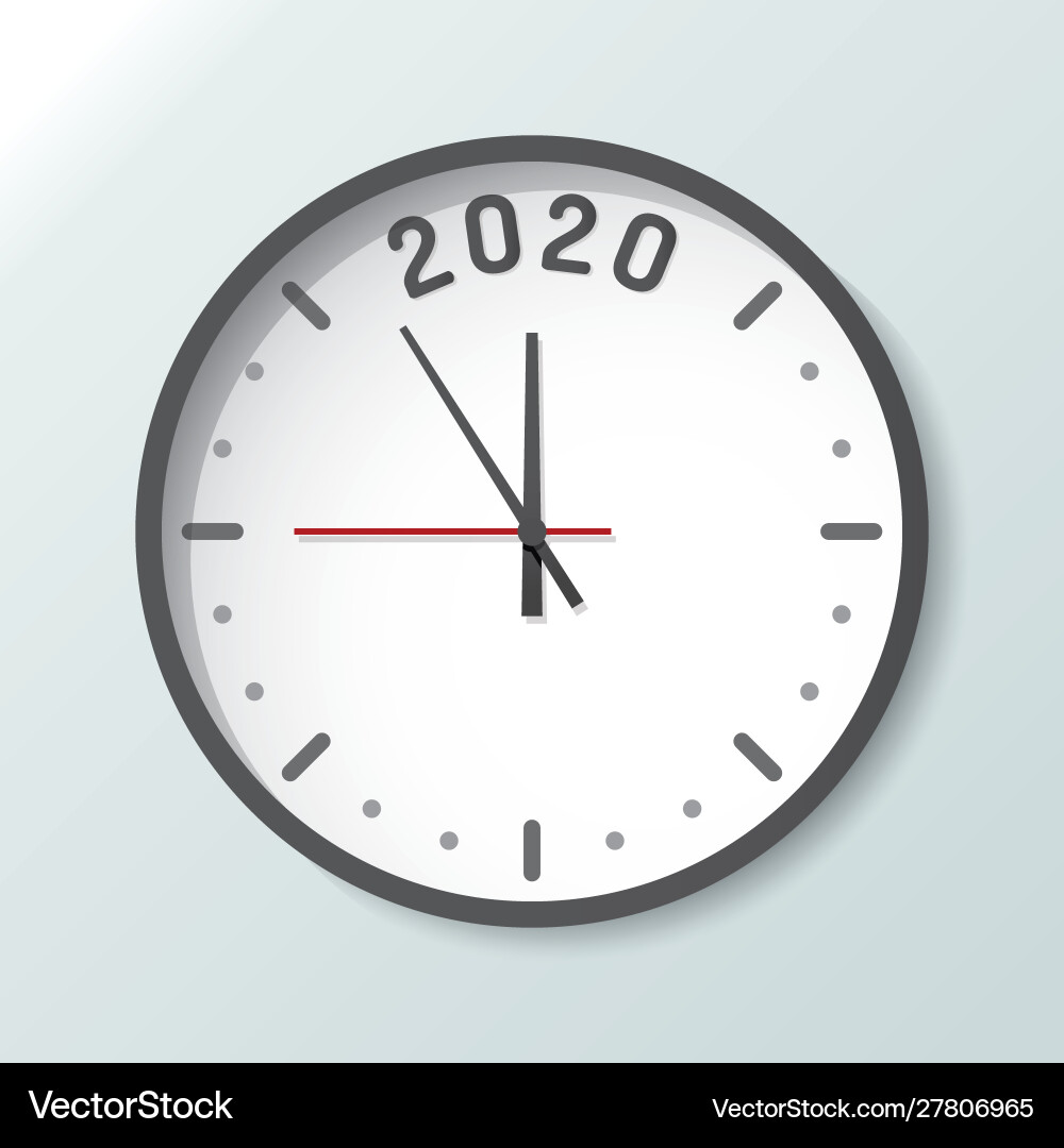 Clock isolated on background with copy space 2020 Vector Image