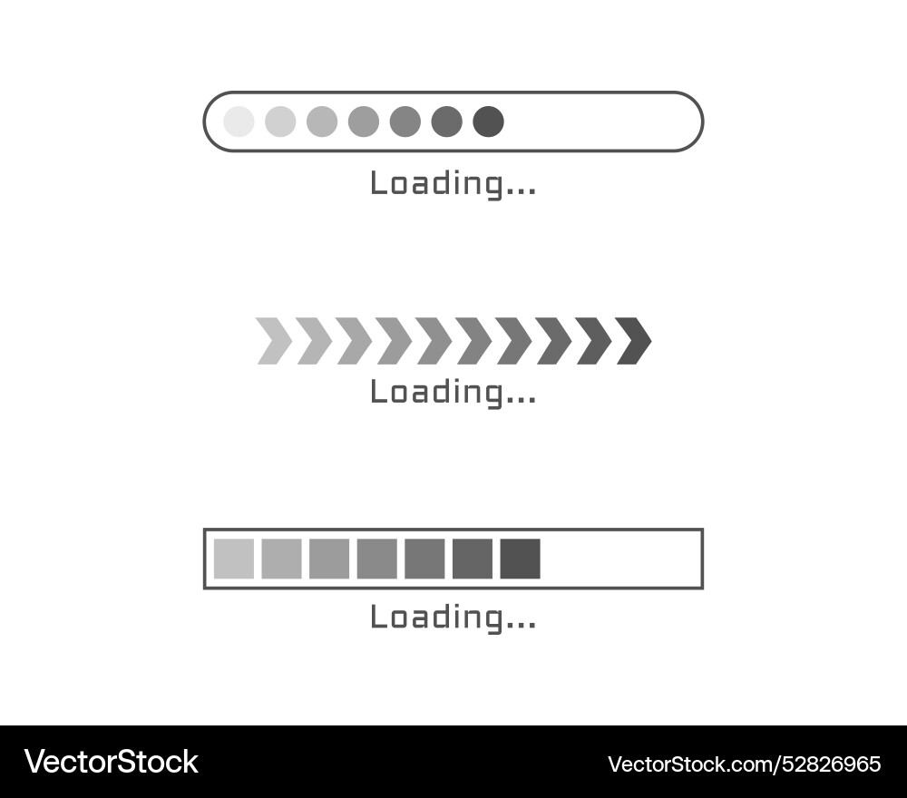 Collection loading bar status icon set of loaded Vector Image