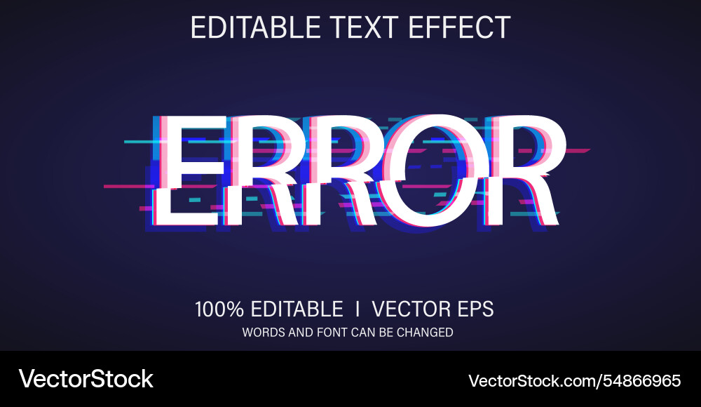 Glitch text effect with modern style design Glitch text effect with modern style design Vector Image