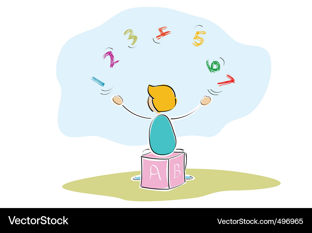 Kid juggling with numbers Vector Image