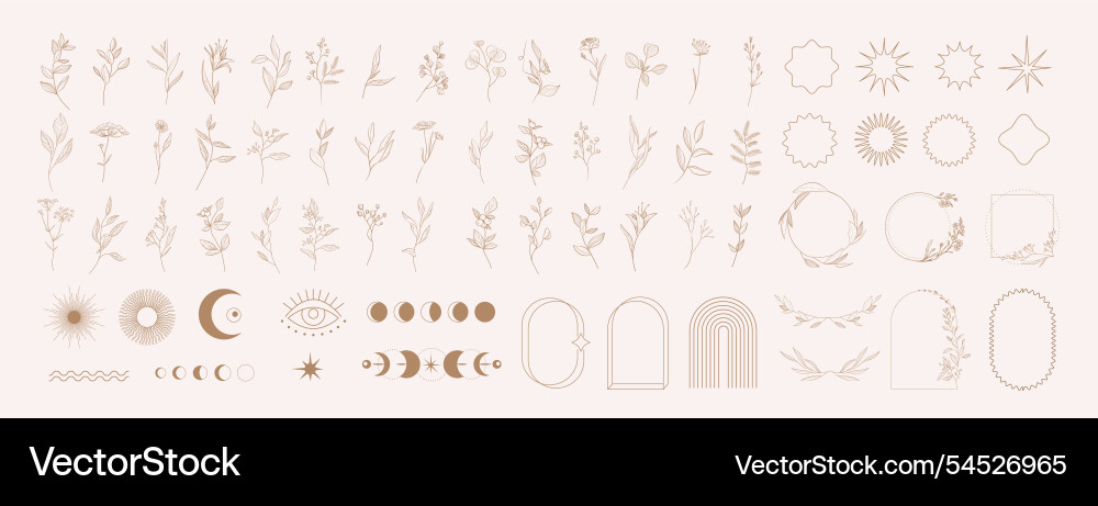 Set of geometric boho design elements icons Set of geometric boho design elements icons vector image