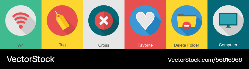 A set of 6 user interface icons as wifi tag cross vector image