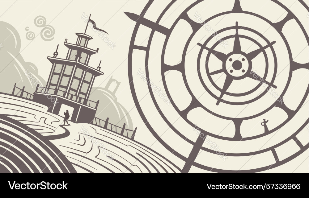 Abstract labyrinth complex circular pattern vector image