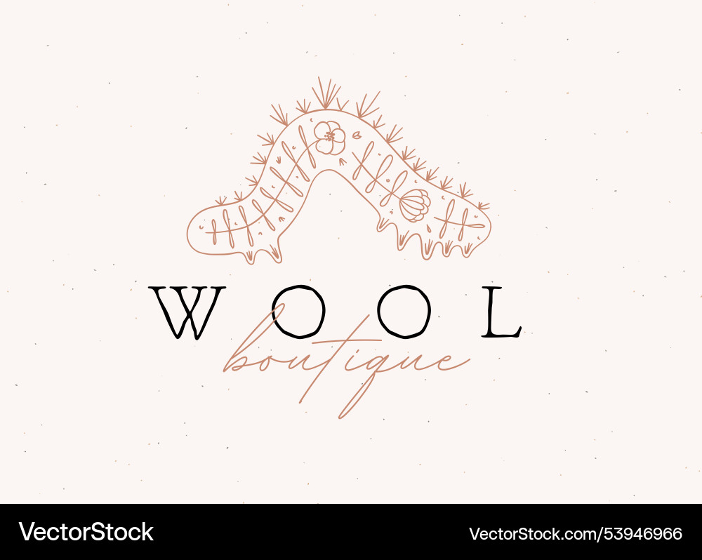 Caterpillar wool label design beige Caterpillar wool label design beige vector image