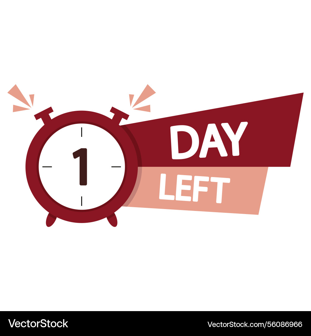Countdown timer design one day left bold number Countdown timer design one day left bold number Vector Image