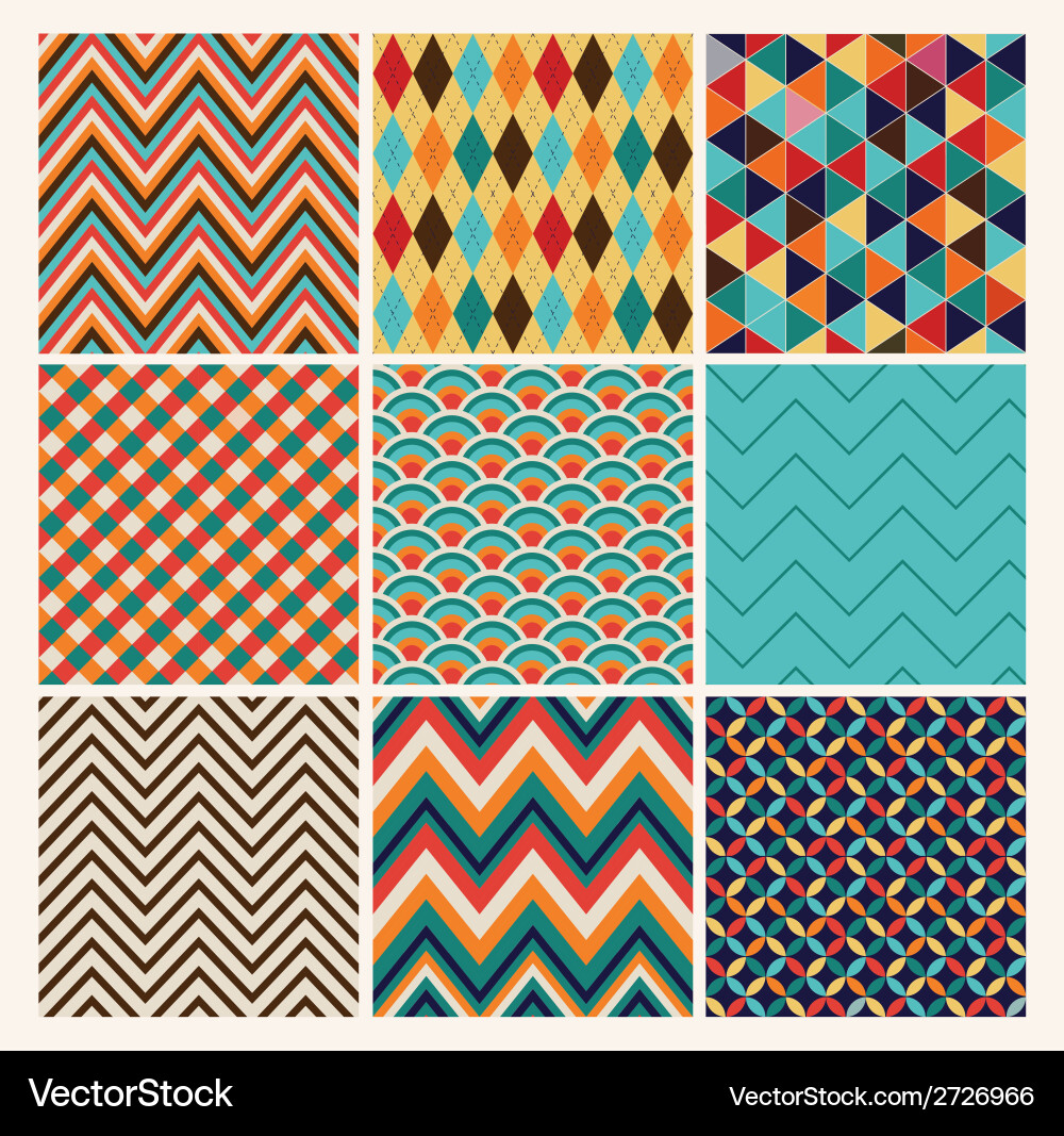 Geometric Retro Pattern Set vector image