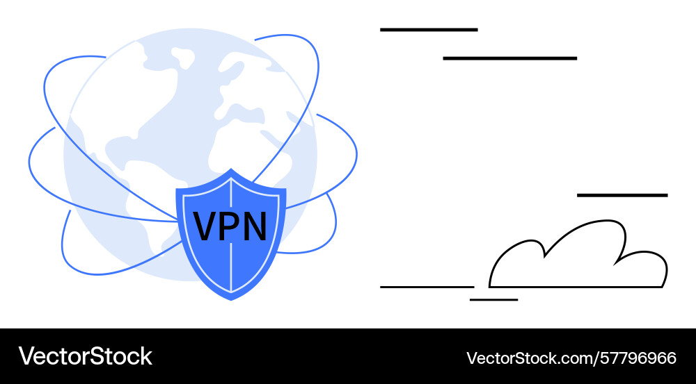 Shielding the internet with vpn a secure global Shielding the internet with vpn a secure global vector image