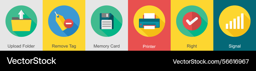 A set of 6 user interface icons as upload folder Vector Image