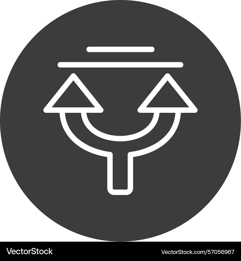 Arrow split up line circle style icon design Vector Image