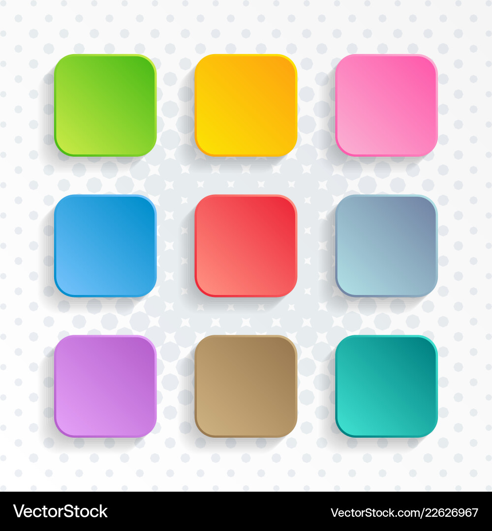 Blank colorful rounded square web buttons Blank colorful rounded square web buttons vector image