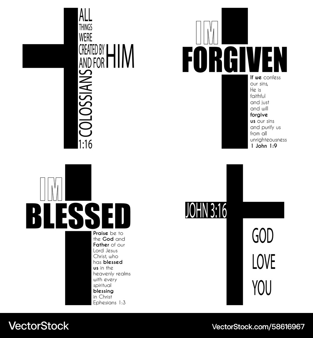 Cross with text forgiven message blessed quote Cross with text forgiven message blessed quote Vector Image