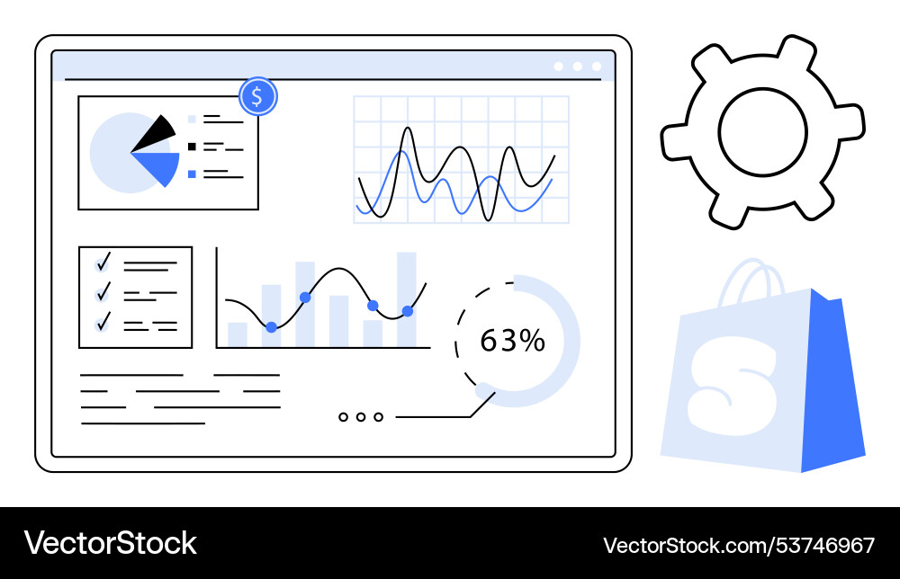Data analytics dashboard with statistics Data analytics dashboard with statistics vector image