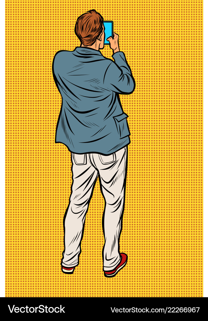 Man with Smartphone - Retro Style vector image