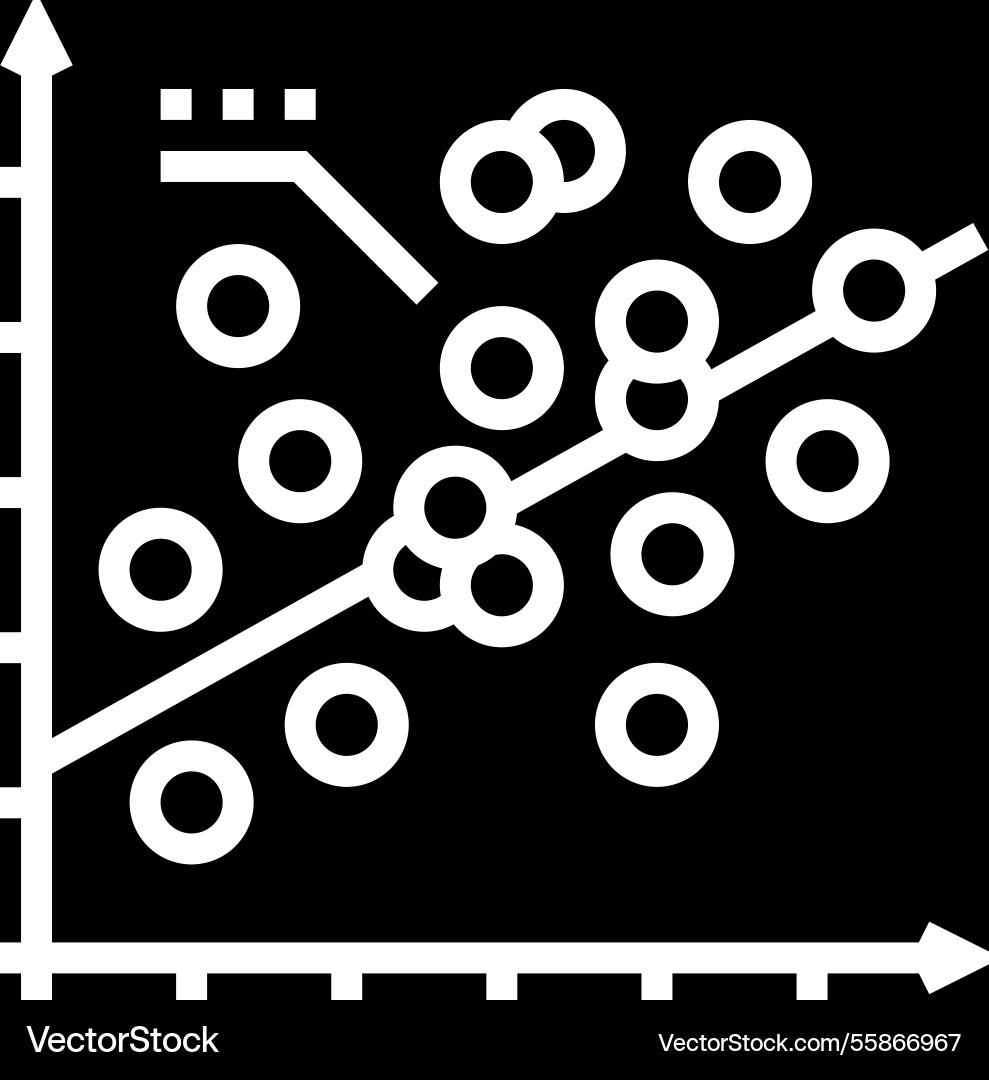 Regression graph machine learning glyph icon Vector Image