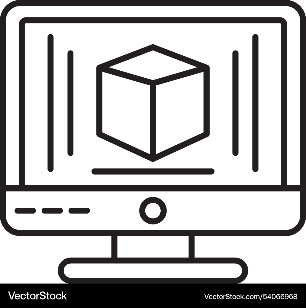 3d modeling line icon design Vector Image