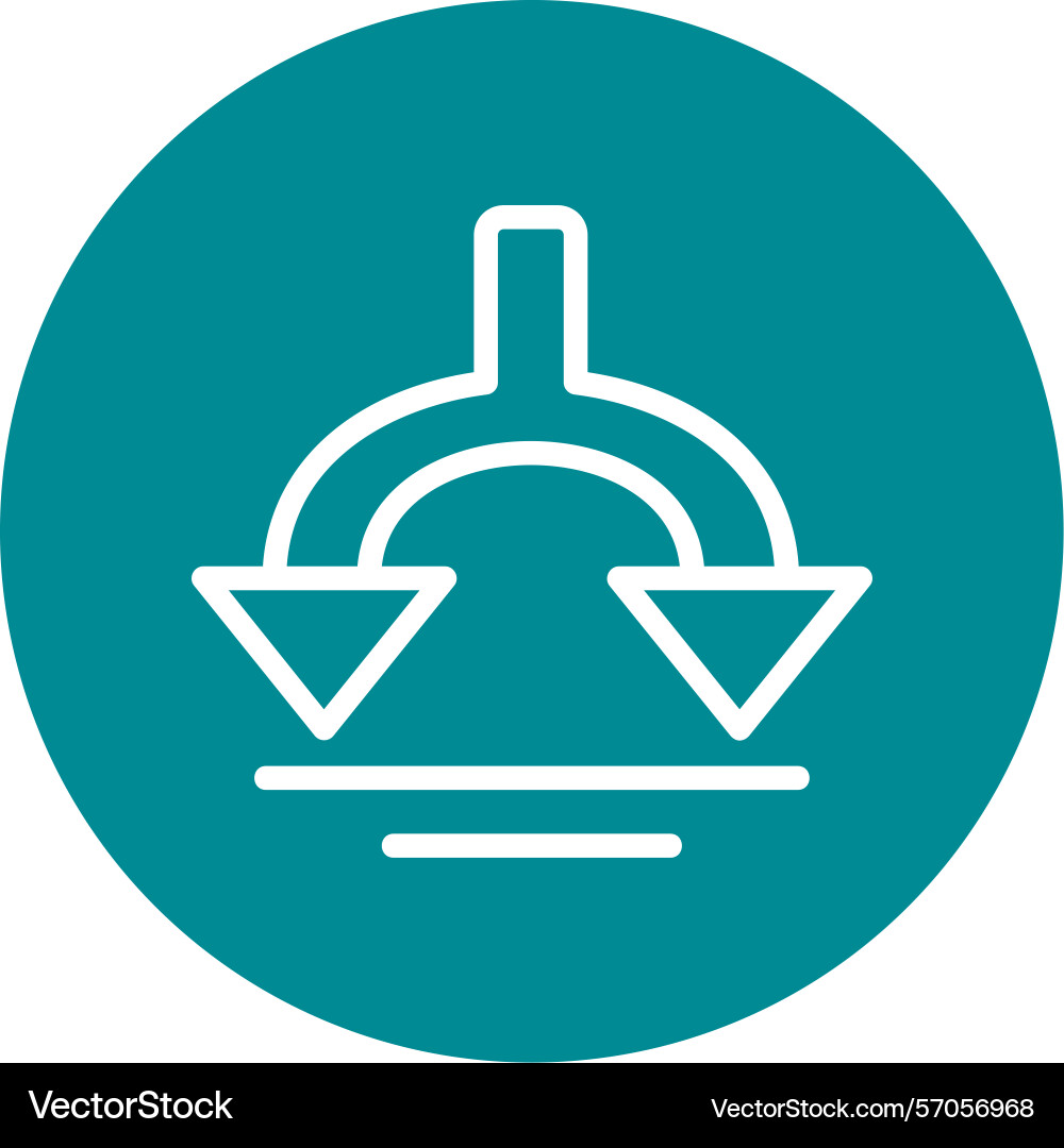 Arrow split down line circle style icon design vector image