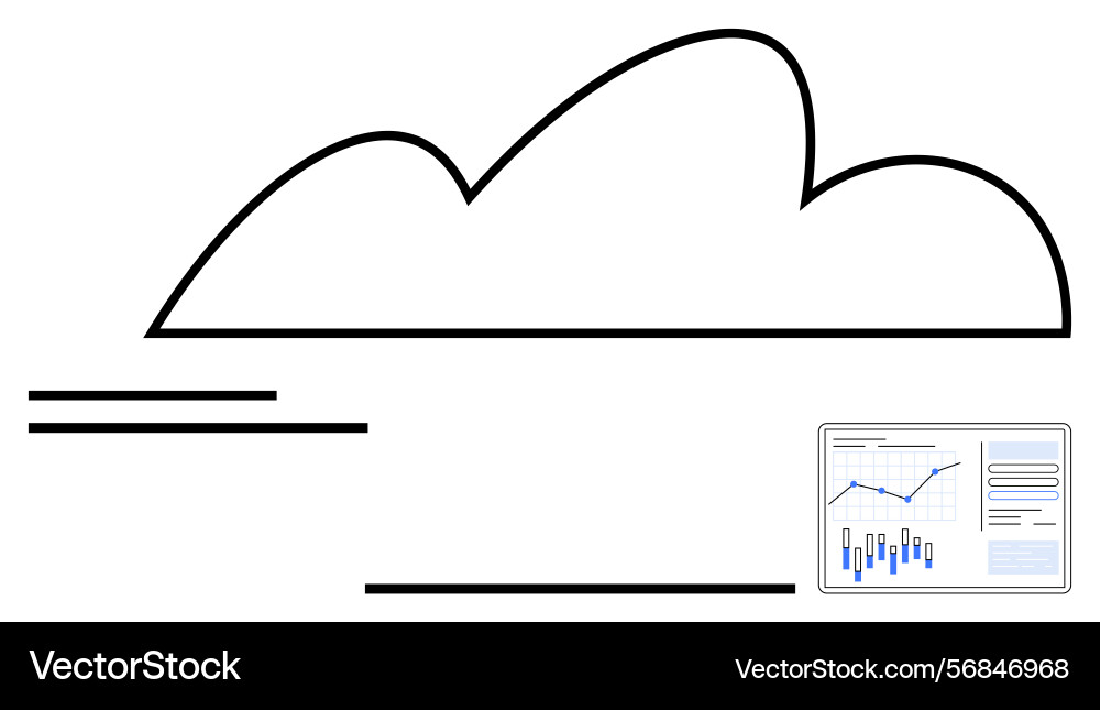Cloud Computing mit Datenanalyse Dashboard vektorbild