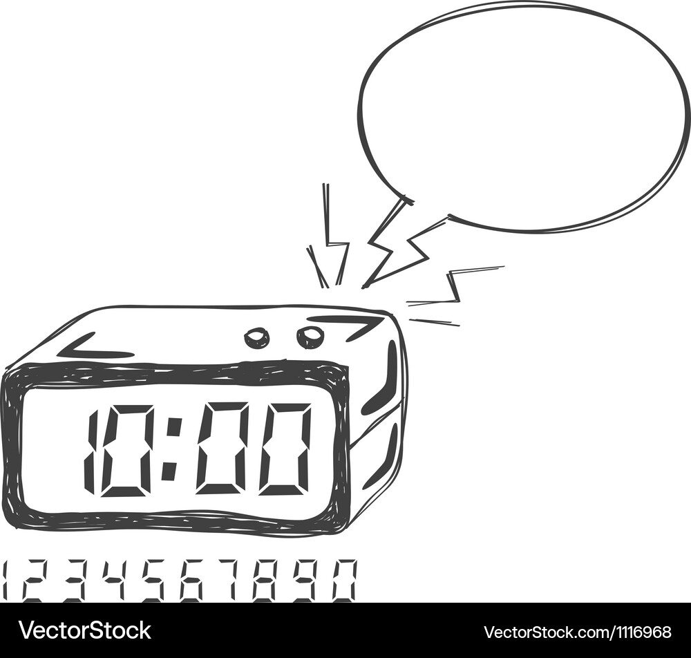 Digital Clock with Speech Bubble Vector Image