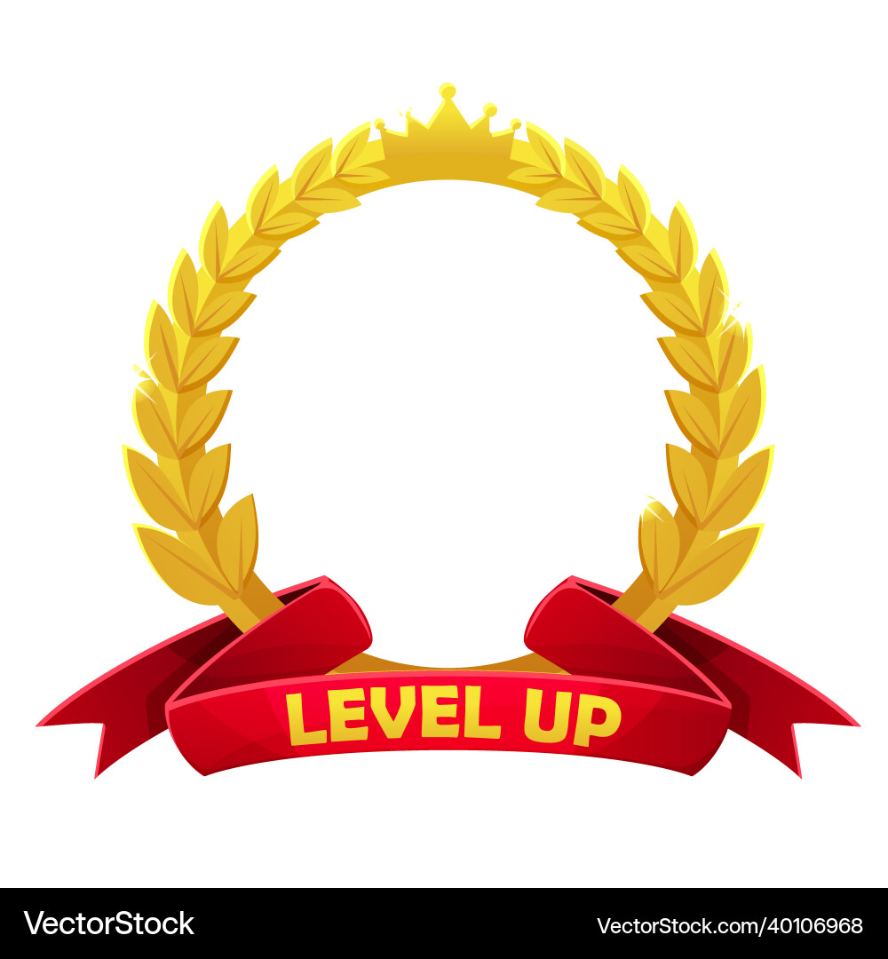 Gold game avatar round frame level up template Gold game avatar round frame level up template vector image