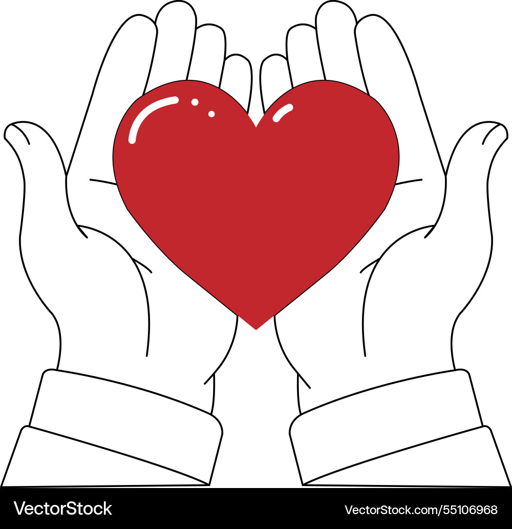 Hand holding heart Royalty Free Vector Image - VectorStock