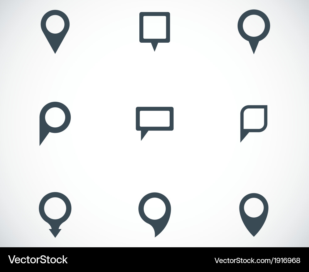 Map Pointer Icons - Black Set vector image