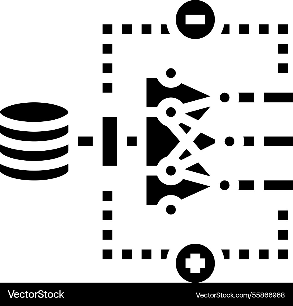 Reinforcement learning machine glyph icon Reinforcement learning machine glyph icon vector image
