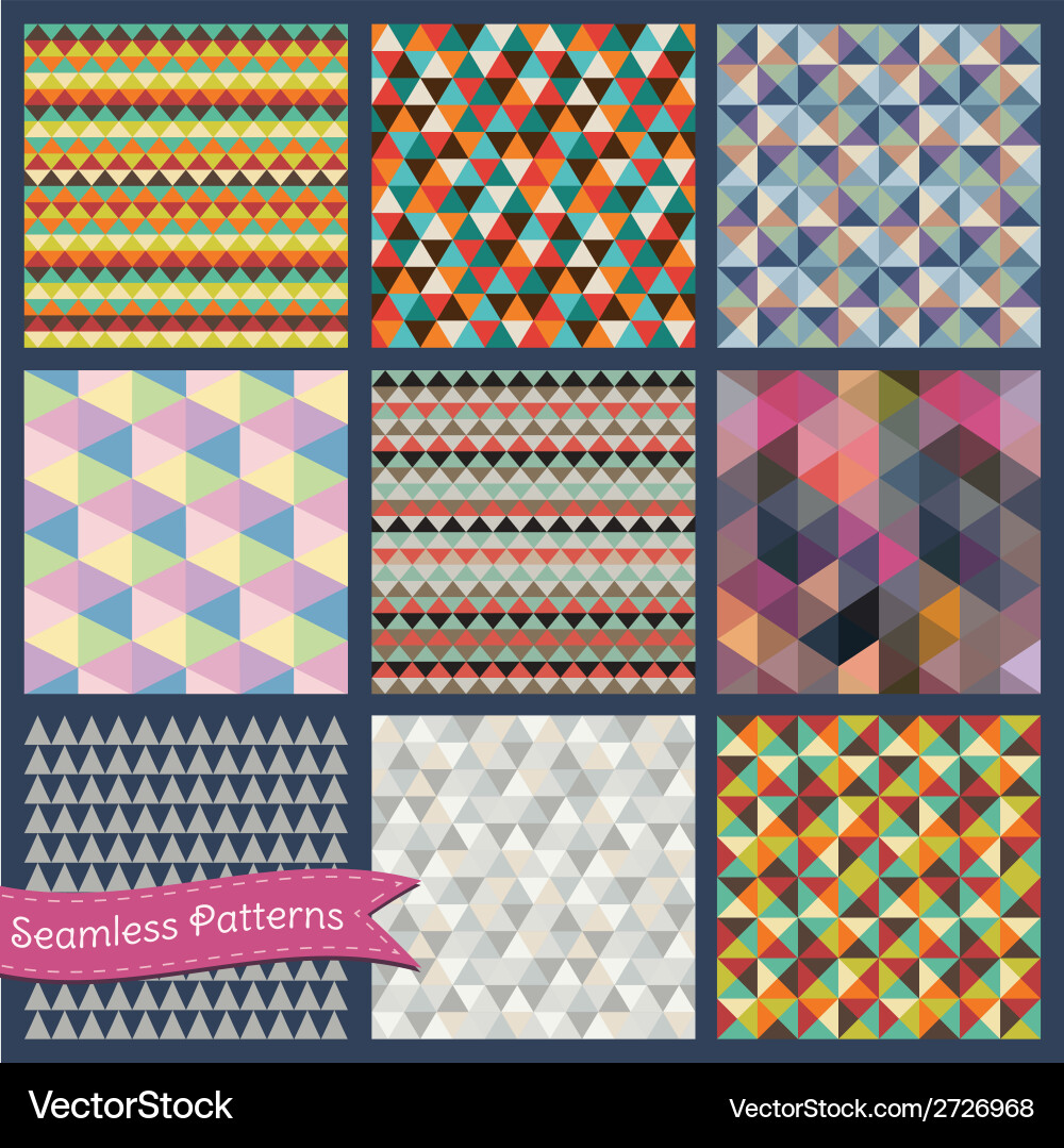 Retro Geometric Triangle Pattern Vector Image
