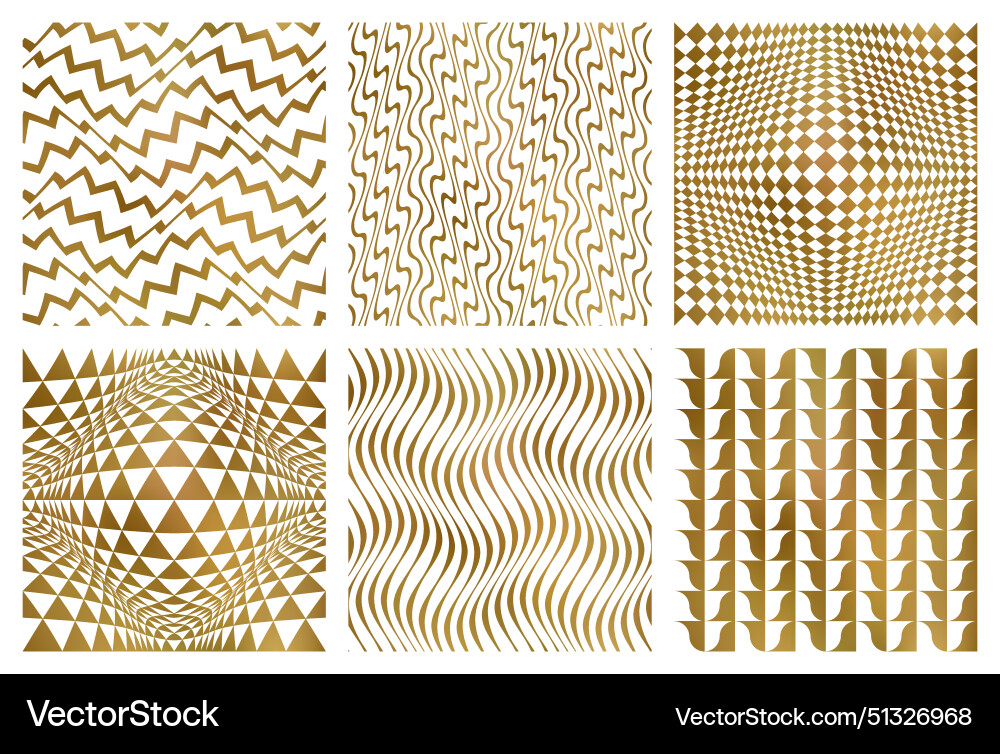 Seamless patterns set of different golden Seamless patterns set of different golden vector image