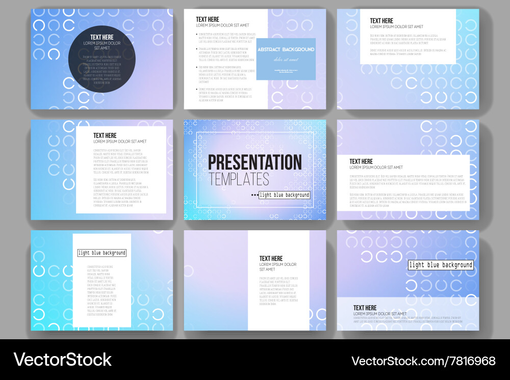Set of 9 templates for presentation slides vector image