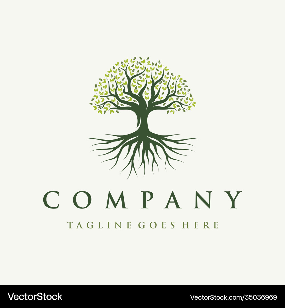 Abstrakte pulsierende Eiche Banyan Baum Logo Design Abstrakte pulsierende Eiche Banyan Baum Logo Design vektorbild