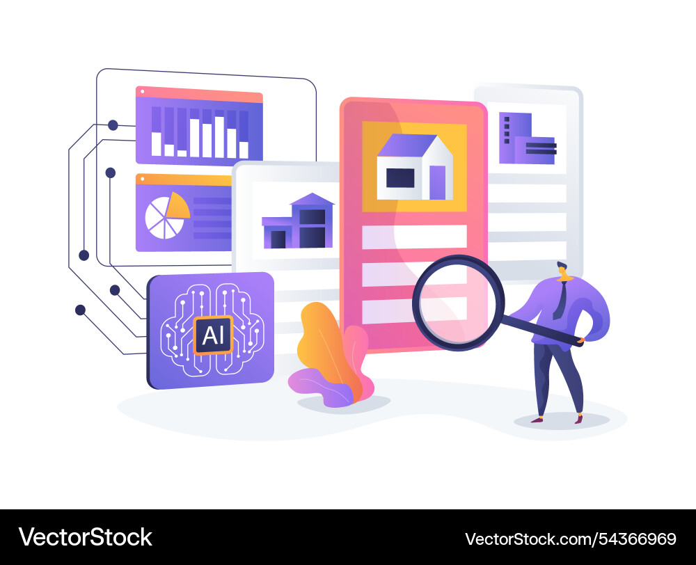 Ai-driven property sourcing abstract concept Ai-driven property sourcing abstract concept vector image