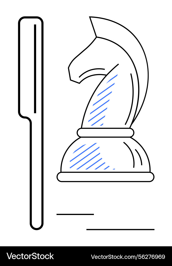 Chess knight with toothbrush suggesting strategy Chess knight with toothbrush suggesting strategy vector image