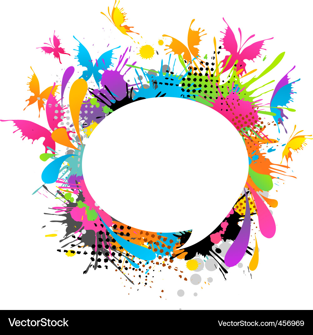 Colorful Butterfly Splash Frame Vector Image