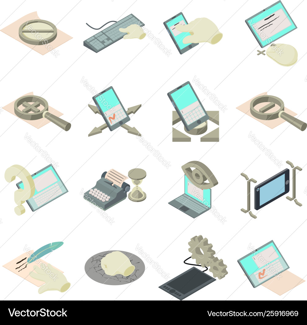 Compose icons set isometric style Compose icons set isometric style vector image