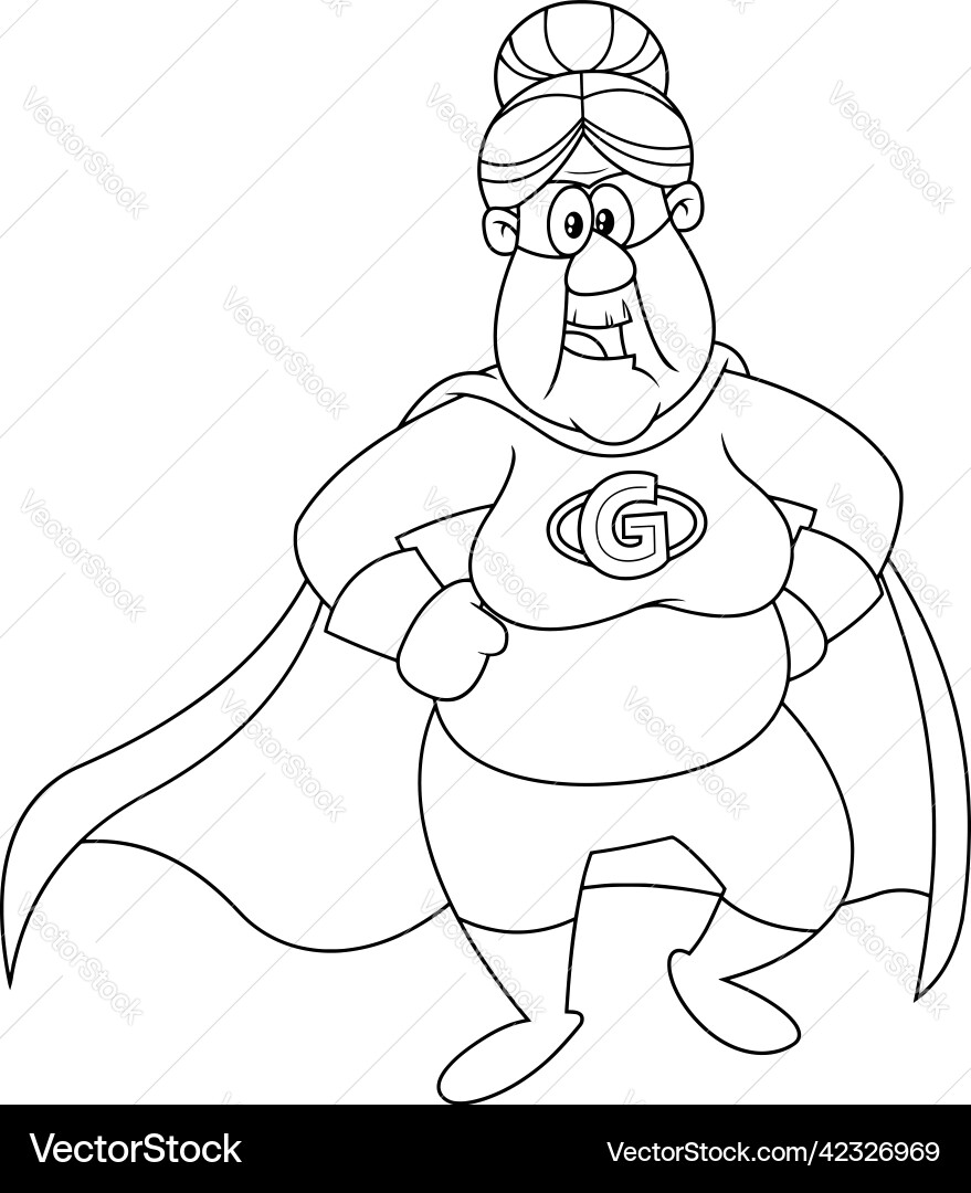 Großmutter superhero Cartoon Charakter Großmutter superhero Cartoon Charakter vektorbild