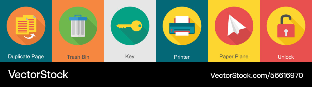 A set of 6 user interface icons as duplicate page Vector Image