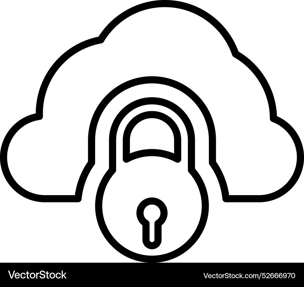 Cloud lock secure icon outline Vector Image