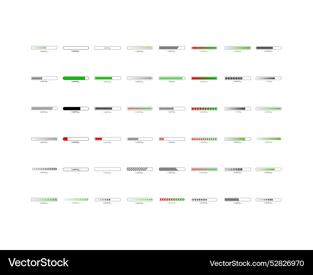 Collection loading bar status icon set of loaded Vector Image