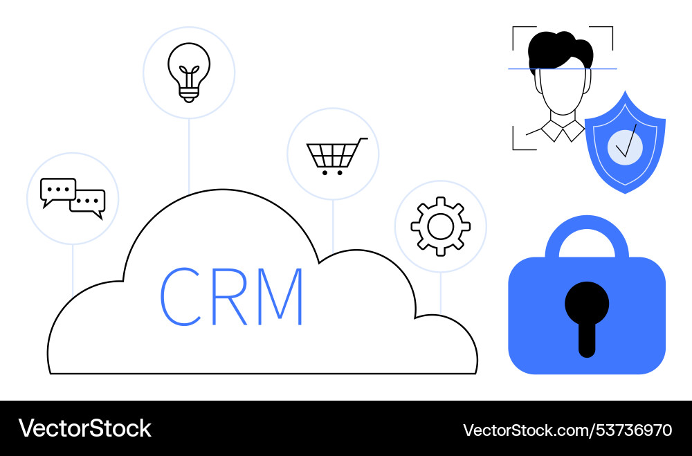 Crm system with cloud security and user Crm system with cloud security and user vector image
