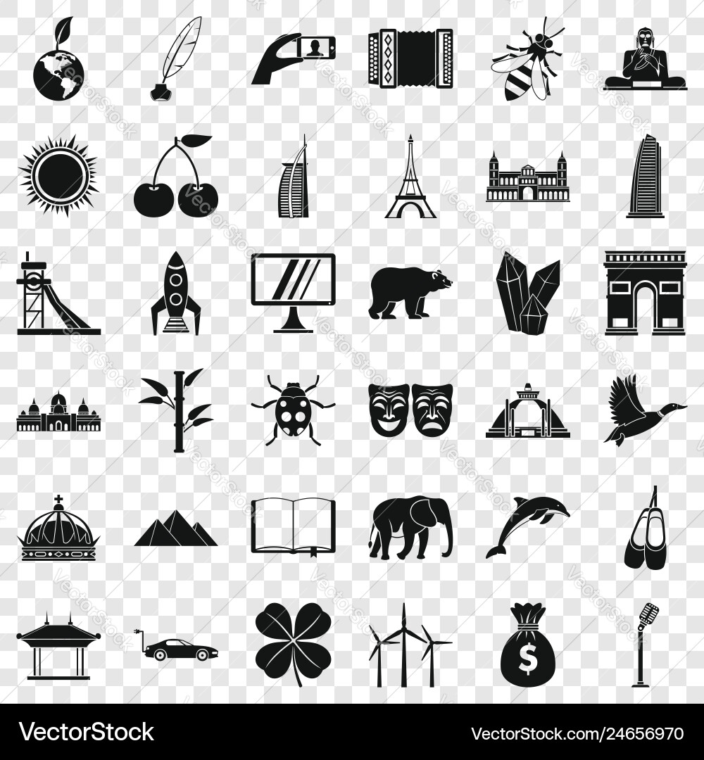 Different world icons set simple style Different world icons set simple style vector image