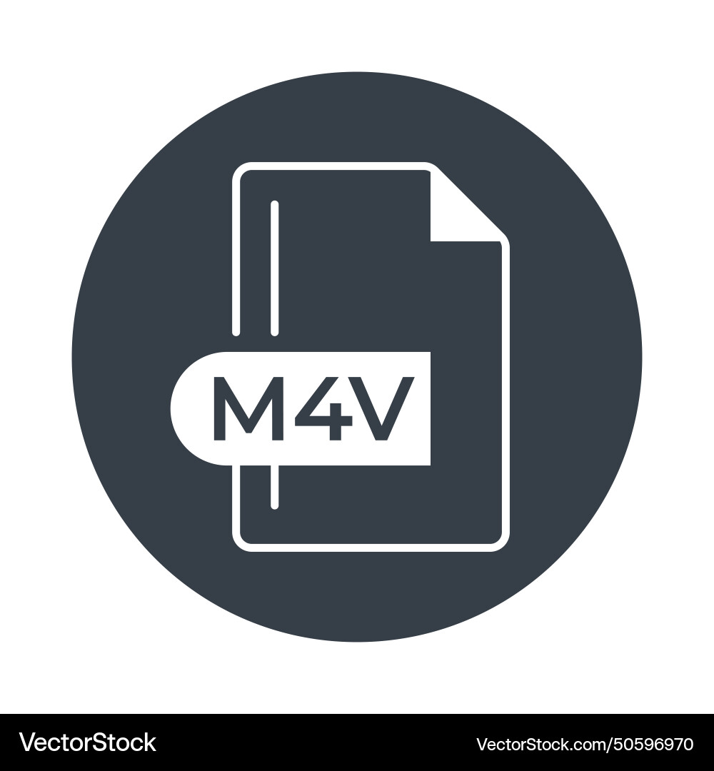 M4v file format icon extension filled Vector Image