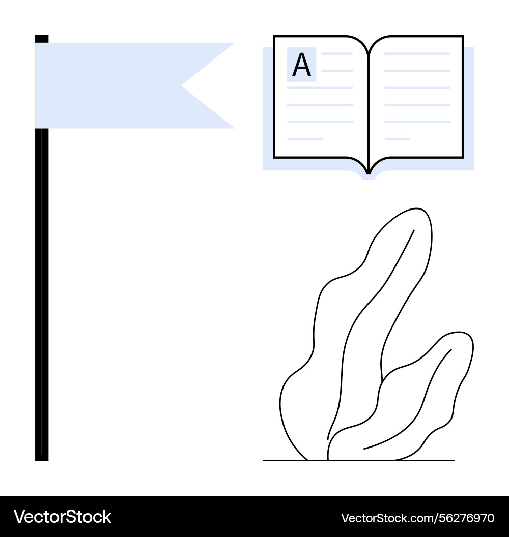 Open book with text flag symbol and abstract Open book with text flag symbol and abstract Vector Image