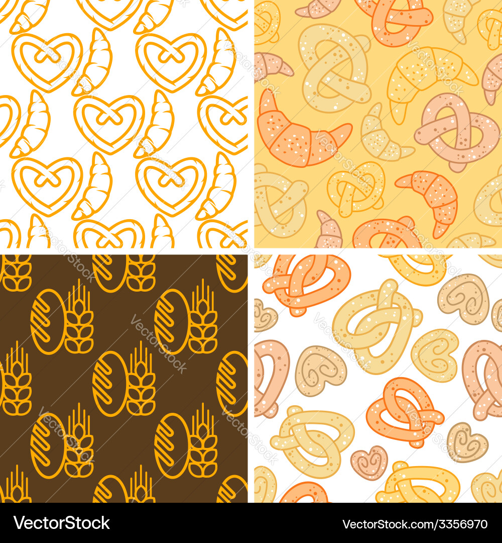 Seamless assorted bakery background pattern vector image