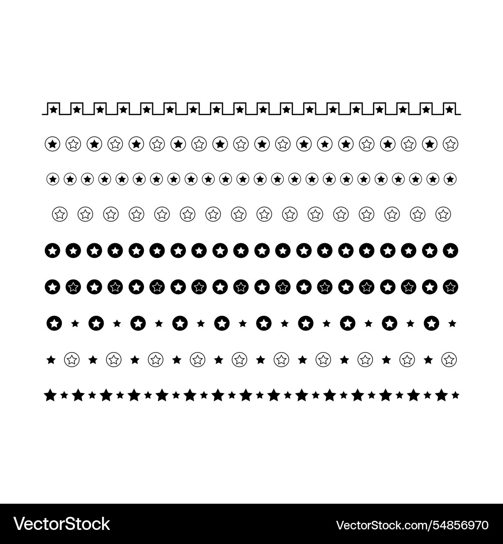Star divider border frame horizontal line shape Vector Image